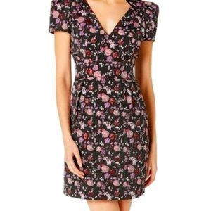 Adrianna Papell Dress Women Size 12 Floral Jacquard A-Line Short Sleeve Pockets